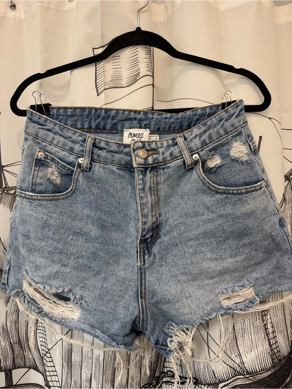 Princess Polly Light Blue Distressed Denim Jean Shorts